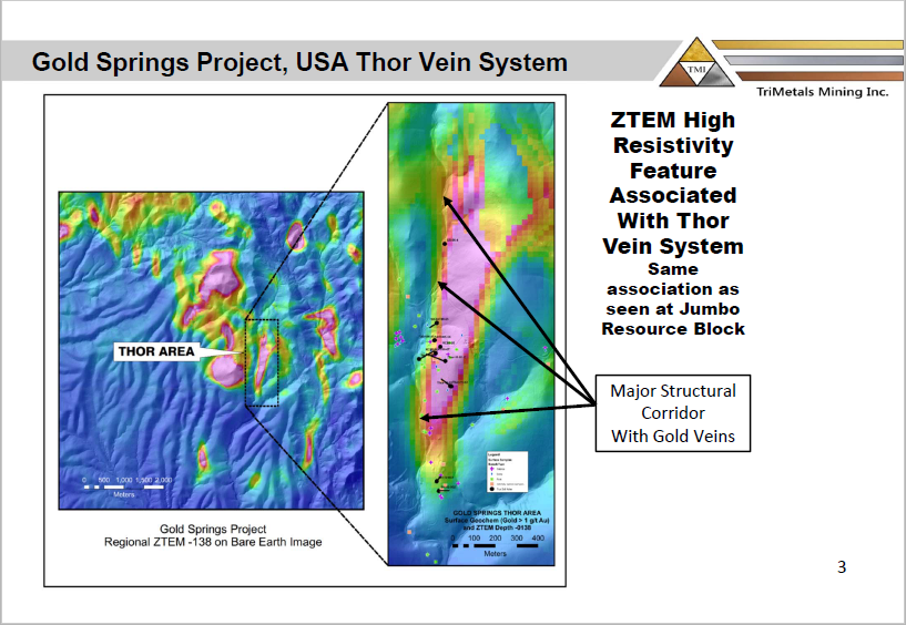 TriMetals Thor site Gold Springs project