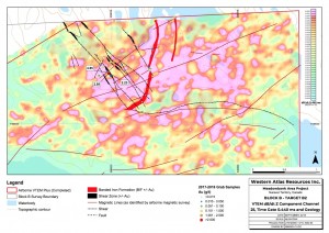 Figure 4: Block B – Target B2 – VTEM Results with Geology