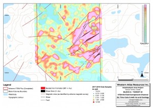 Figure 6: Block A – Target A1 – VTEM Results with Geology
